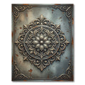 Antique Bronze Metallic Ornate Floral Medallion Rug