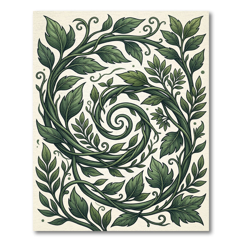 Lush Emerald Forest Vine Swirl Rug