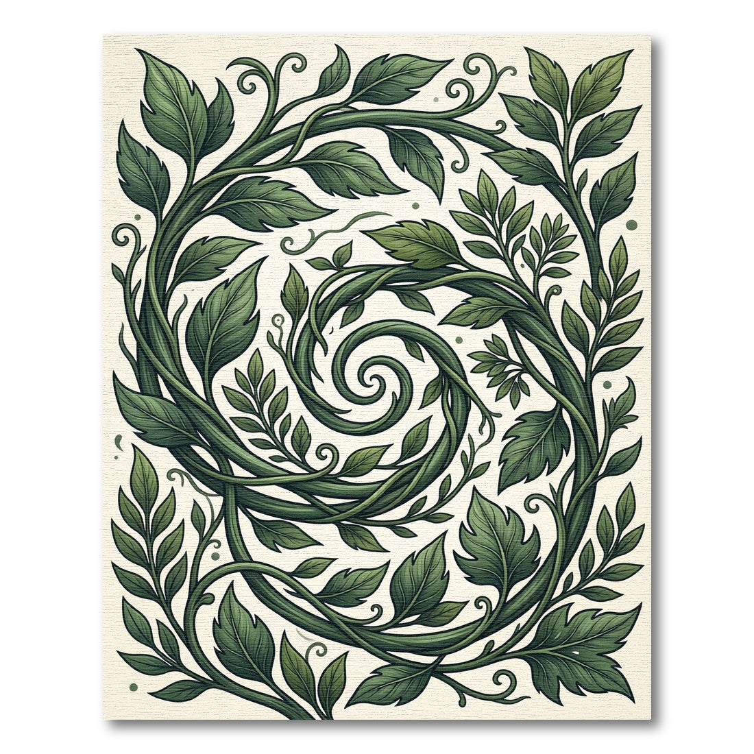Lush Emerald Forest Vine Swirl Rug