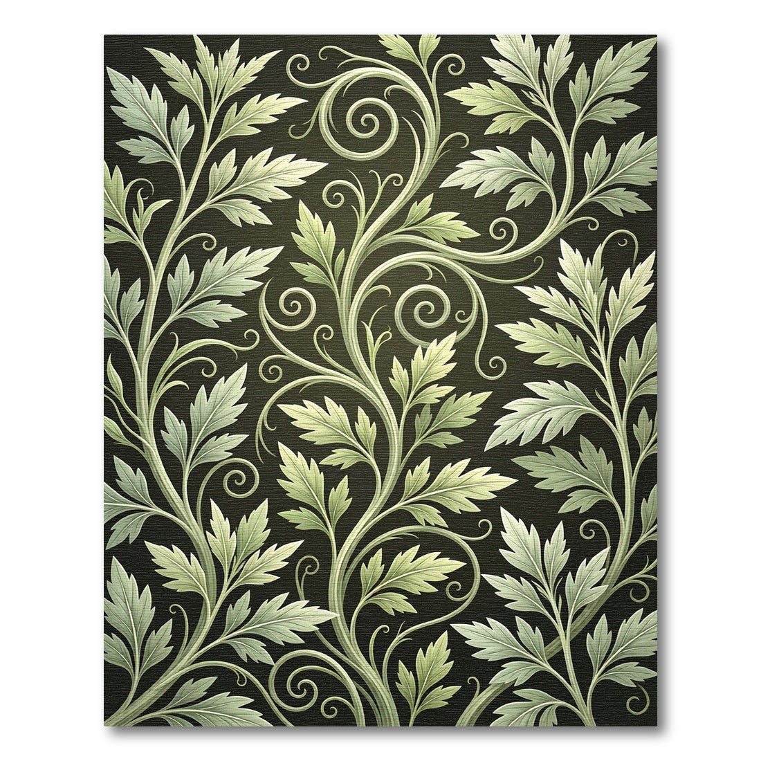 Elegant Olive Leaf Scroll Illustration Rug