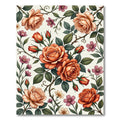 Coral Orange Rose Garland Pattern Rug