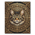 Majestic Gold Feline Medallion Rug