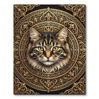 Majestic Gold Feline Medallion Rug