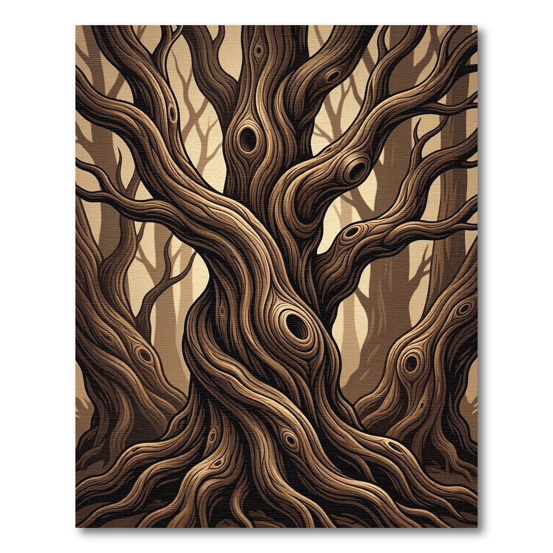 Twisted Ancient Woodland Bark Texture Rug