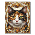 Ornate Golden Cat Portrait Rug