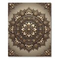 Intricate Golden Mandala Bloom Round Rug