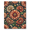 Autumnal Dahlia Floral Peach Amber Rug