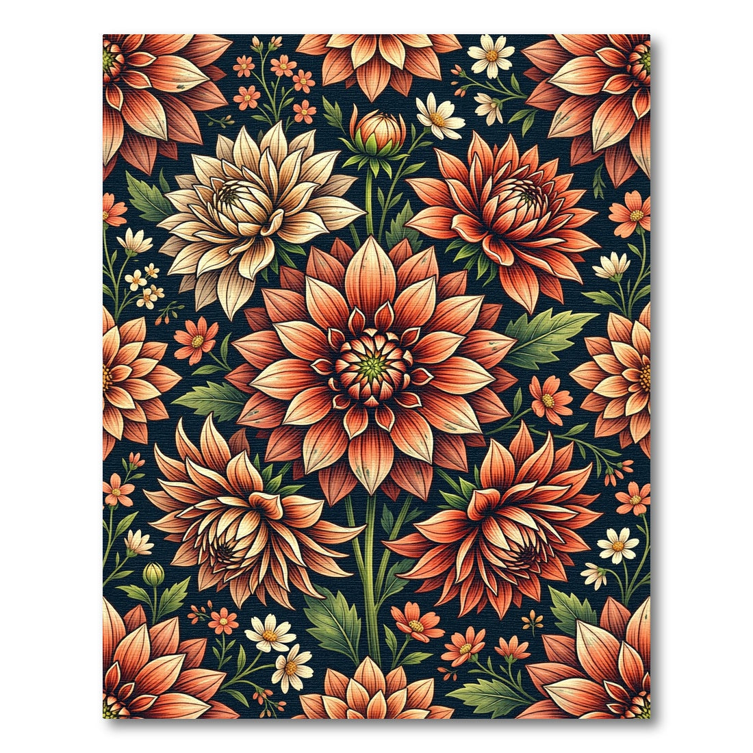 Autumnal Dahlia Floral Peach Amber Rug