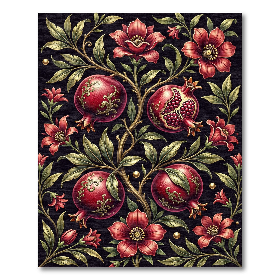 Gilded Pomegranate Botanical Orchard Artwork Rug