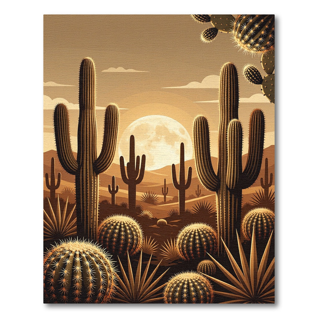Golden Desert Cactus Sunset Panorama Rug