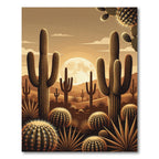 Golden Desert Cactus Sunset Panorama Rug