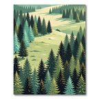 Verdant Pine Forest Landscape Rug
