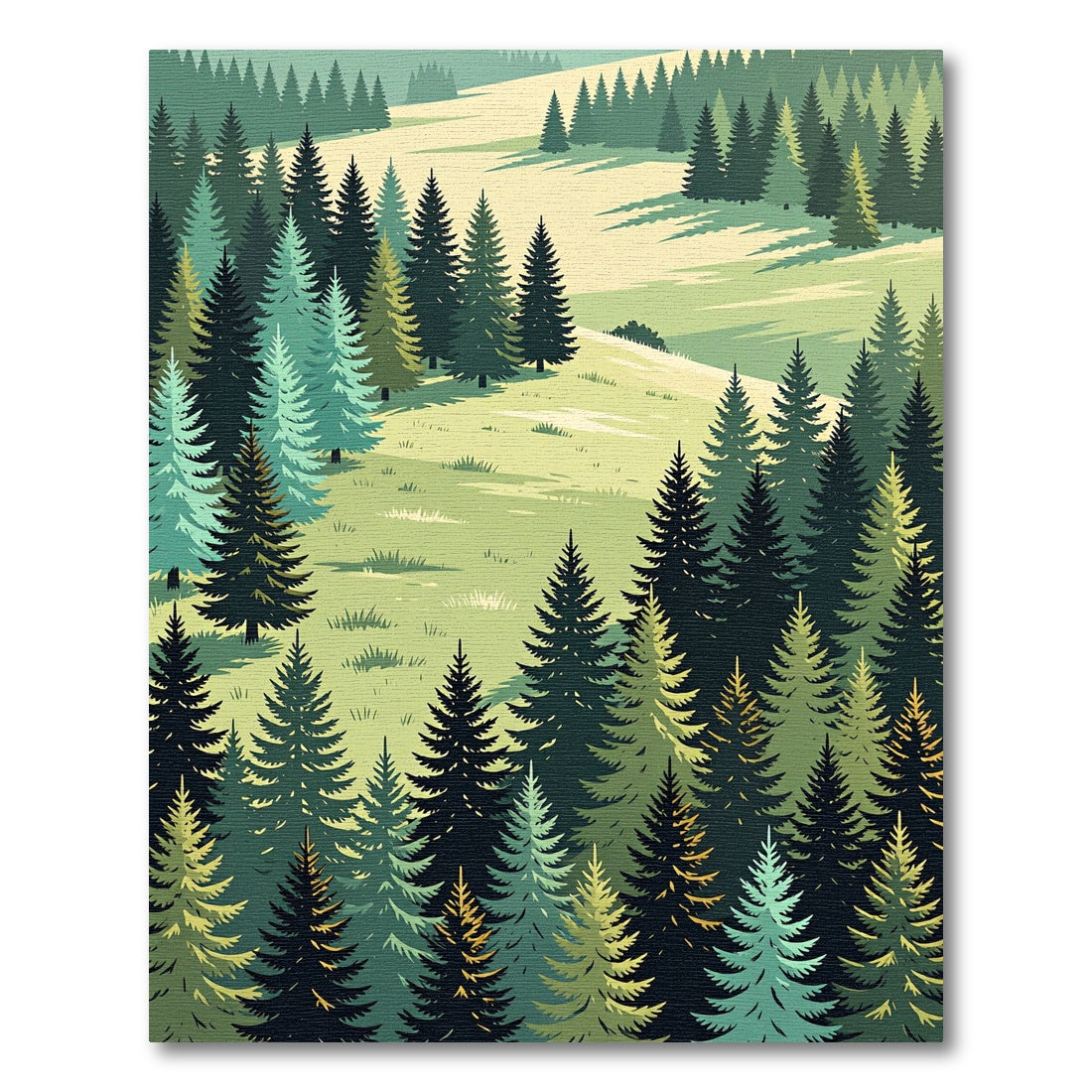 Verdant Pine Forest Landscape Rug