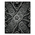 Dark Gray Paw Print Woodland Vines Rug