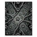 Dark Gray Paw Print Woodland Vines Rug