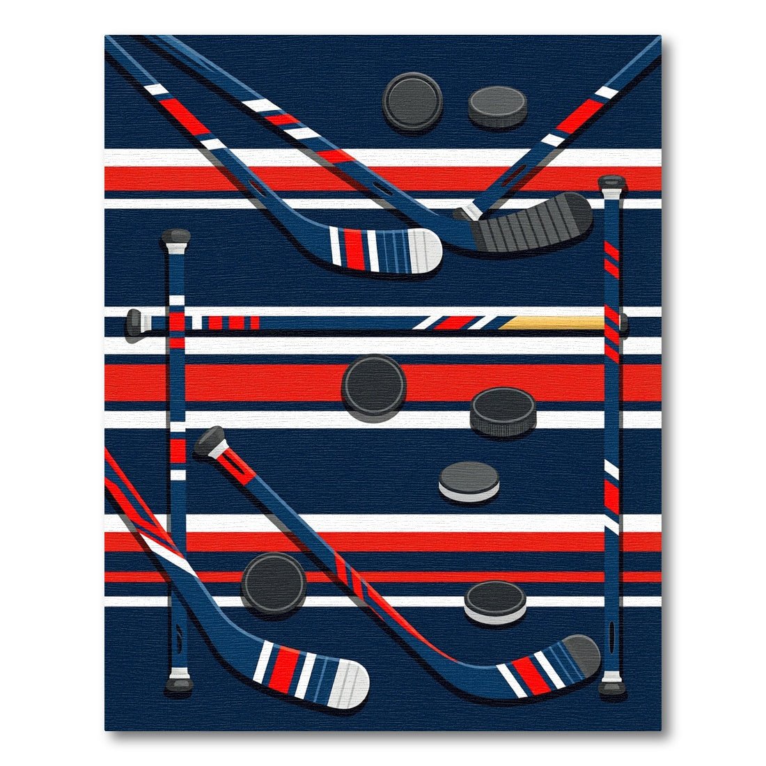 Red White and Blue Hockey Play Rug