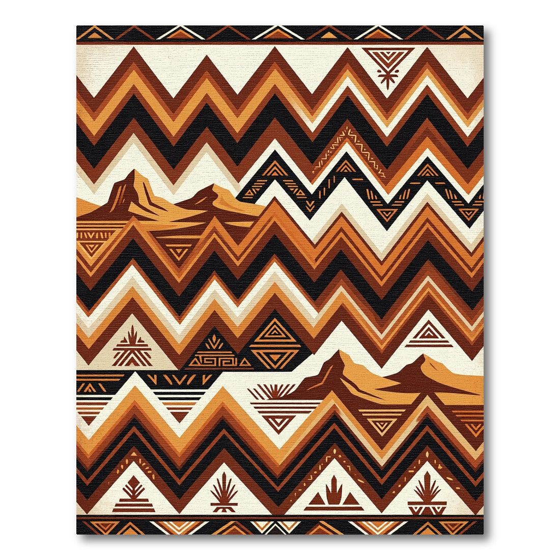 Earthy Geometric Mountain Zigzag Rug