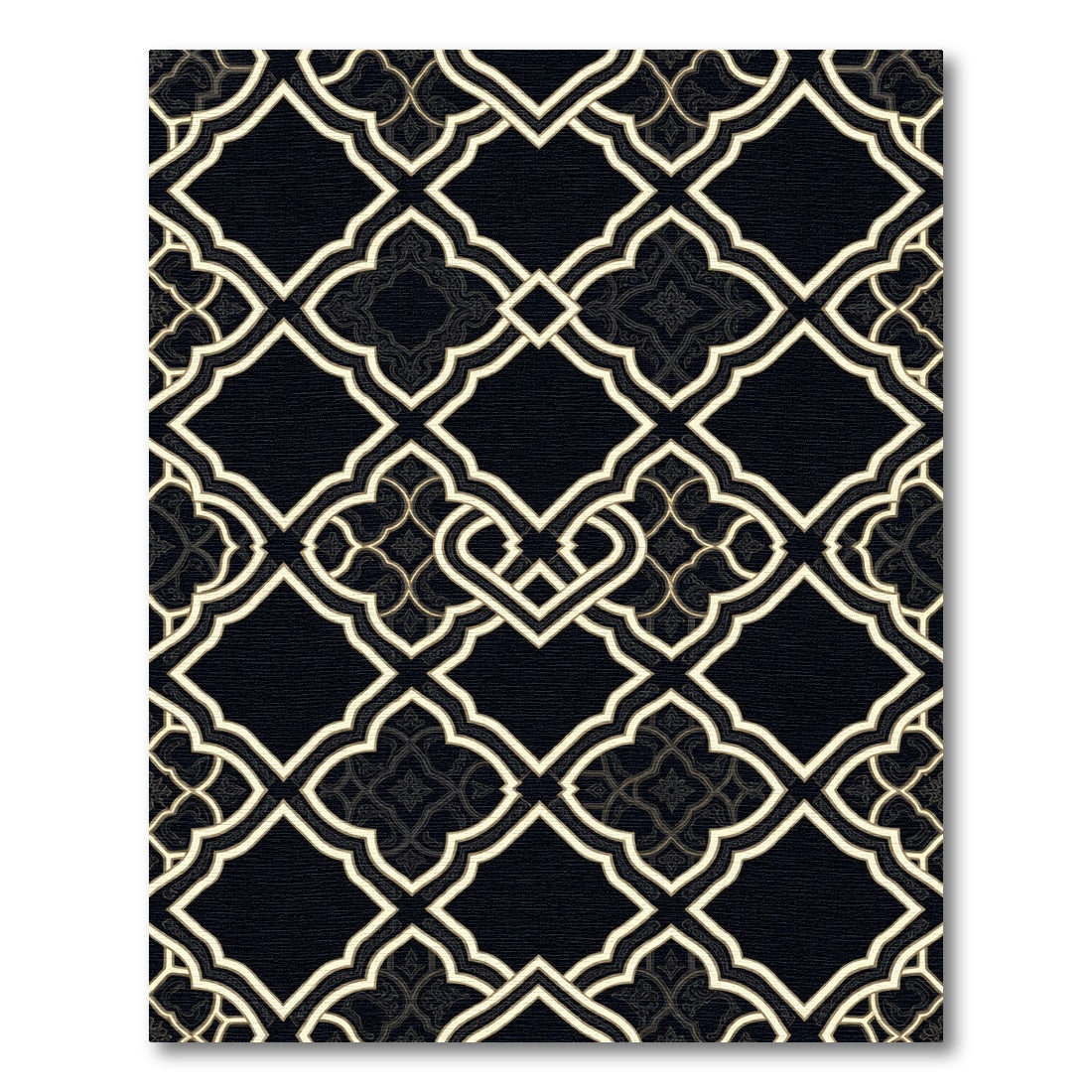 Black and White Intricate Lattice Rug