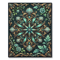 Ornate Teal Shell Golden Baroque Mandala Rug