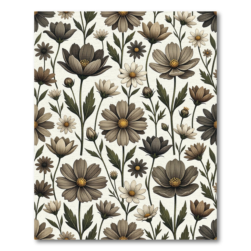Earthy Tone Floral Botanical Arrangement Rug