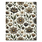 Earthy Tone Floral Botanical Arrangement Rug