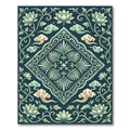 Elegant Jade Lotus Cloud Medallion Rug