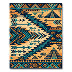 Southwestern Teal and Ochre Geometric Arrow Rug