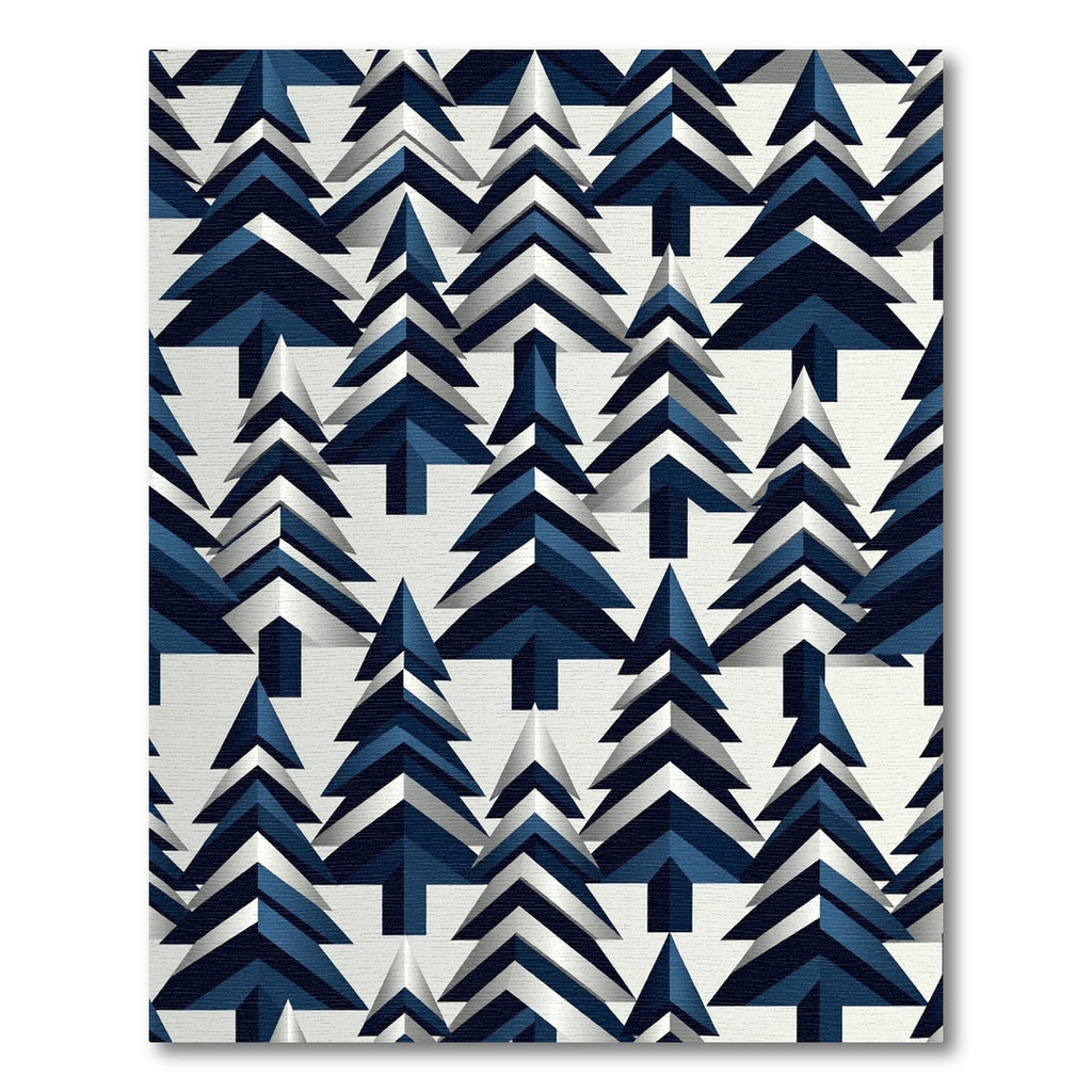 Geometric Navy Blue Forest Pine Rug