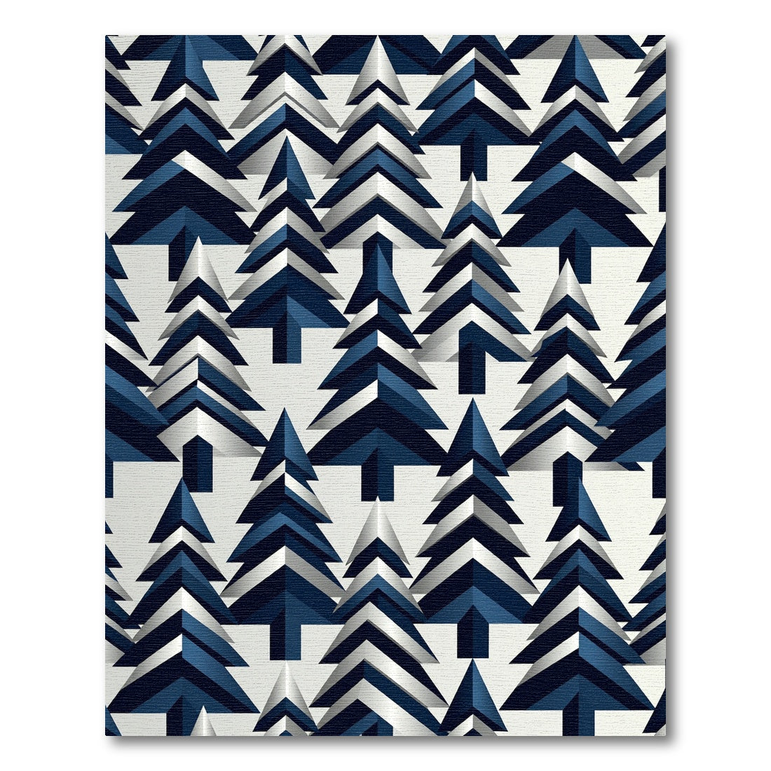Geometric Navy Blue Forest Pine Rug