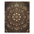 Ornate Golden Floral Mandala Art Rug