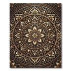 Ornate Golden Floral Mandala Art Rug