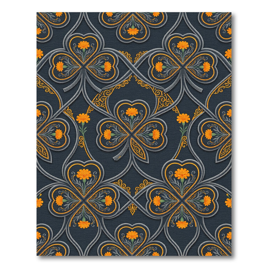 Golden Marigold Celtic Clover Filigree Rug
