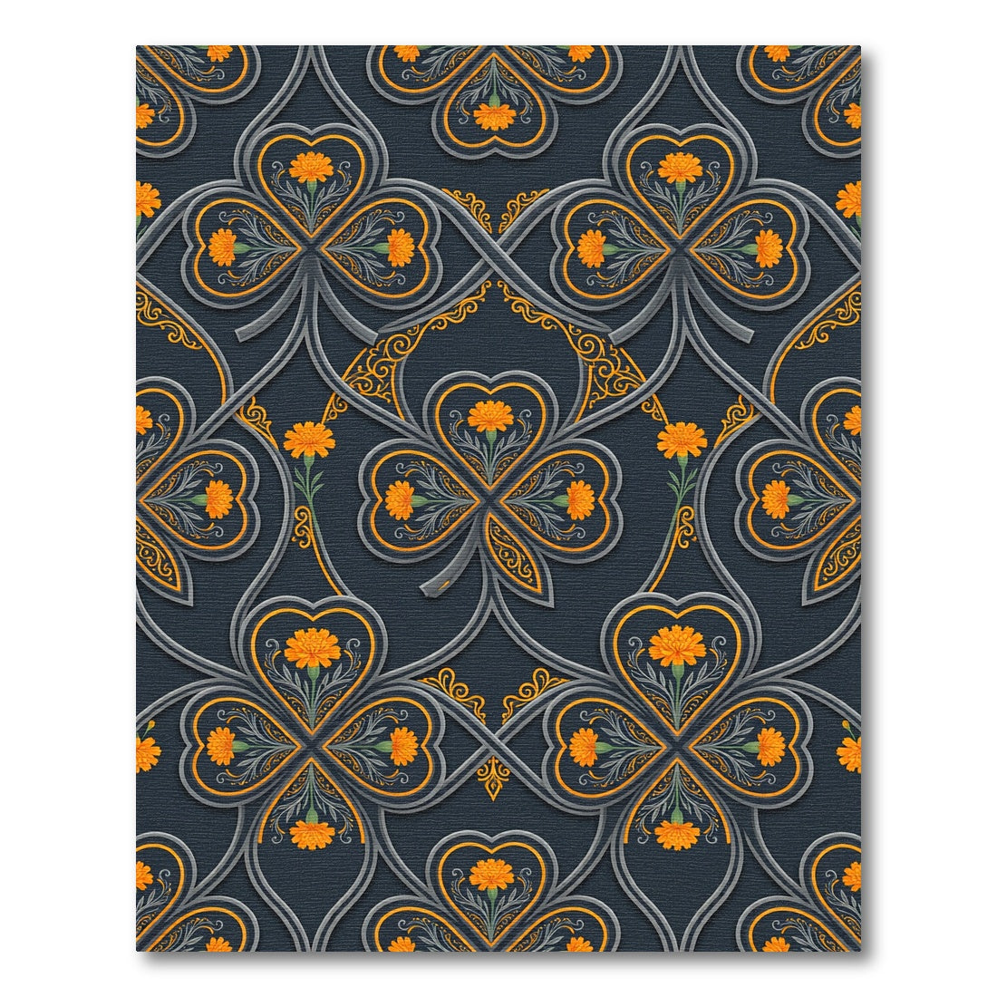 Golden Marigold Celtic Clover Filigree Rug