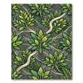 Lush Green Tropical Foliage Botanical Cream Lattice Rug