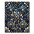 Navy Gold Embossed Floral Bloom Rug