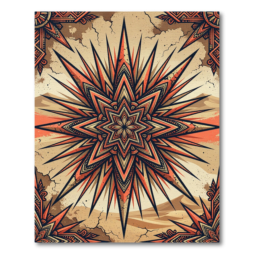 Radiant Terracotta Starburst Desert Sunset Rug