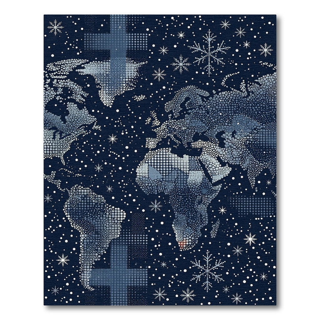 Celestial Winter World Map Constellation Rug