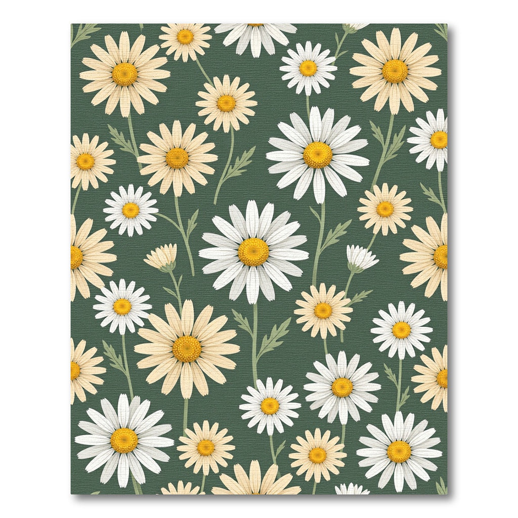 Soft White Daisy Floral Sage Green Rug