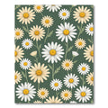 Soft White Daisy Floral Sage Green Rug