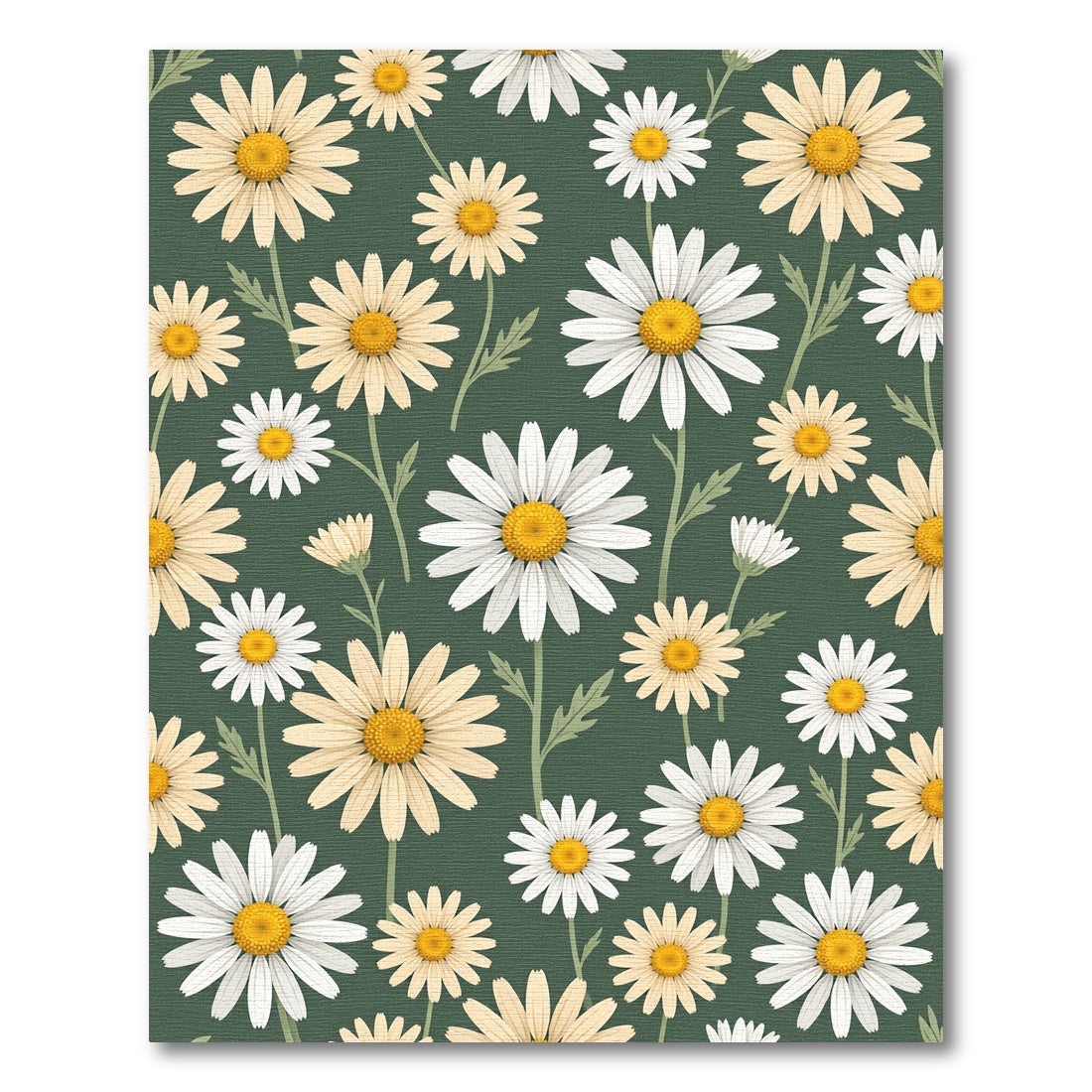 Soft White Daisy Floral Sage Green Rug