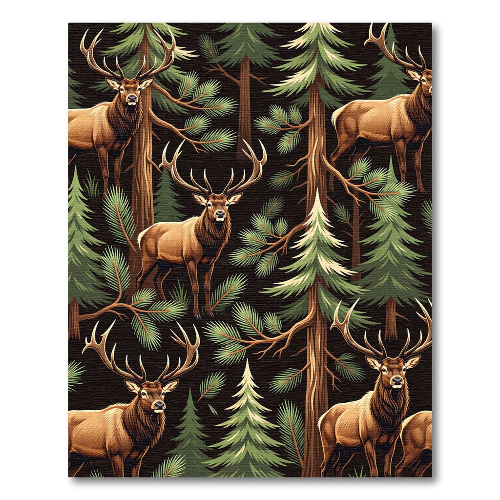 Majestic Elk Forest Scene Rug
