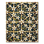 White Jasmine Blossom Trellis Grid Rug