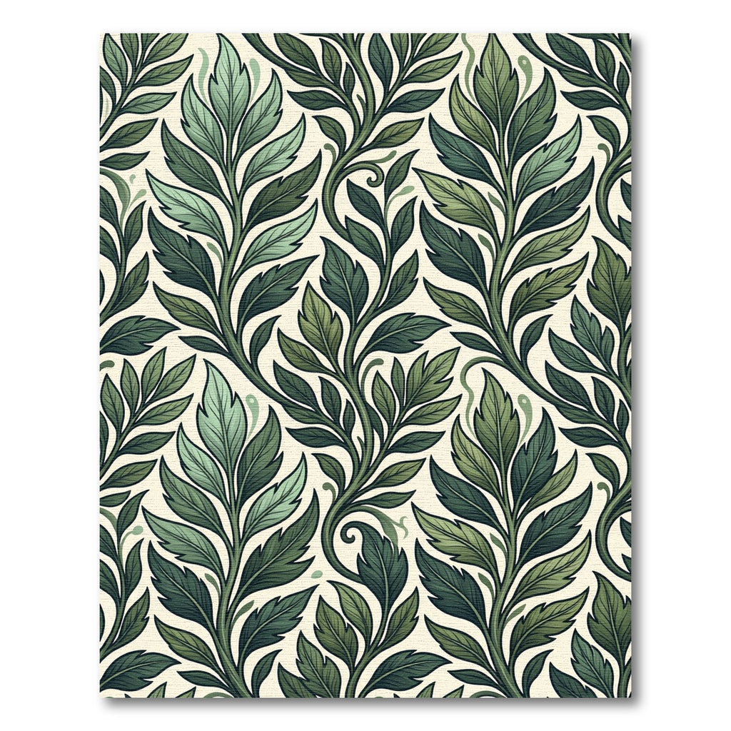 Verdant Green Leaf Vine Art Nouveau Rug