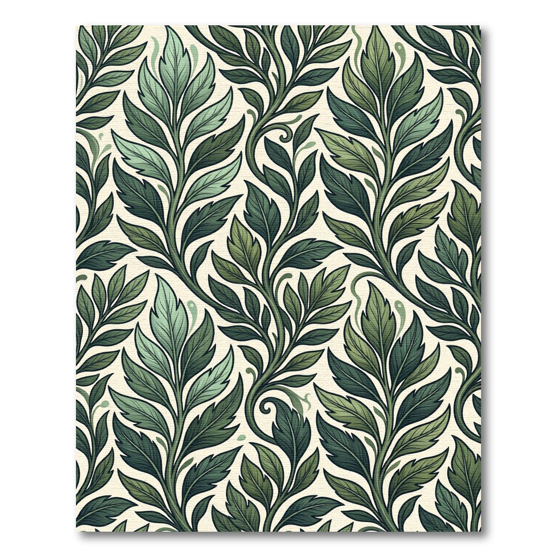 Verdant Green Leaf Vine Art Nouveau Rug