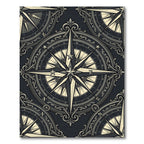 Ornate Nautical Compass Star Black Cream Rug