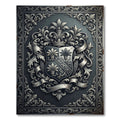 Ornate Silver Gothic Heraldic Crest Rug