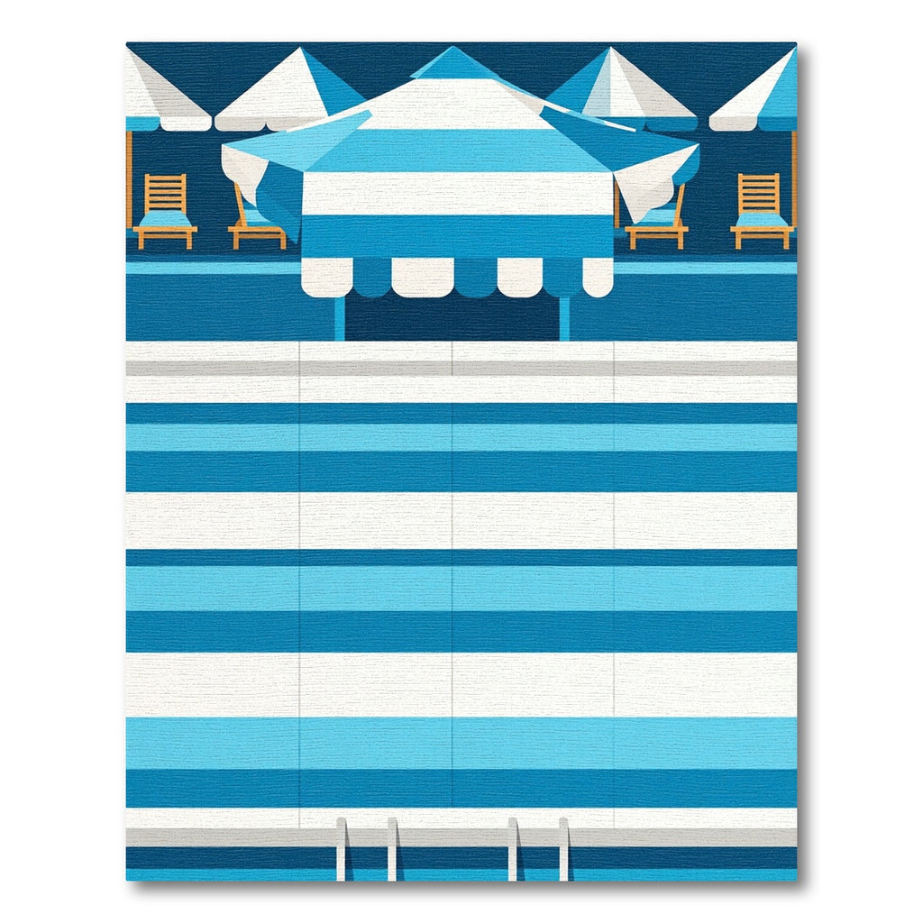 Bold Blue White Striped Poolside Rug