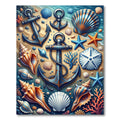 Nautical Anchor Seashell Beach Scape Rug