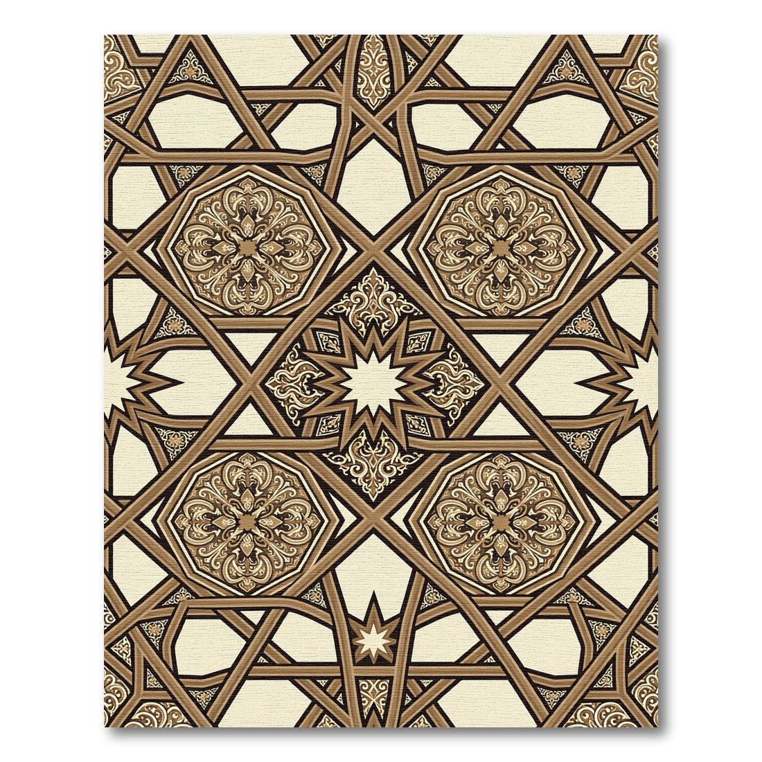 Brown Geometric Octagonal Medallion Star Rug