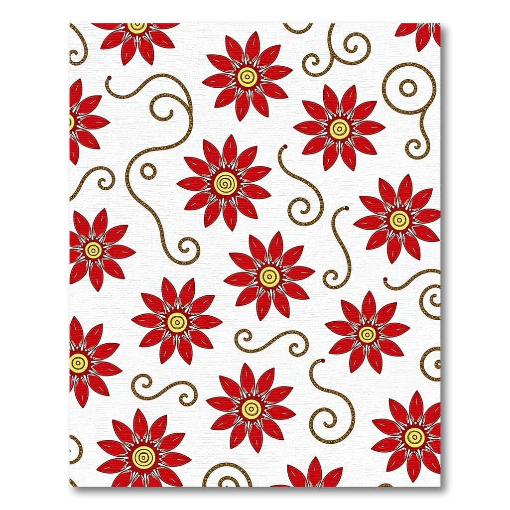 Red Yellow Floral Swirl Harmony Rug